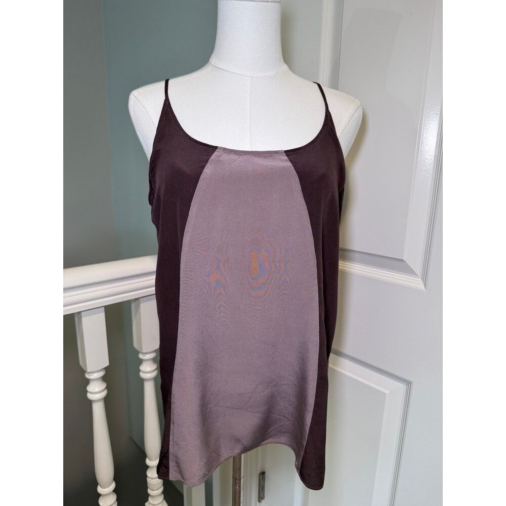 RUEHL No 925 100% Silk Camisole Tank Top Women's M Brown Mauve y2k Built in Bra